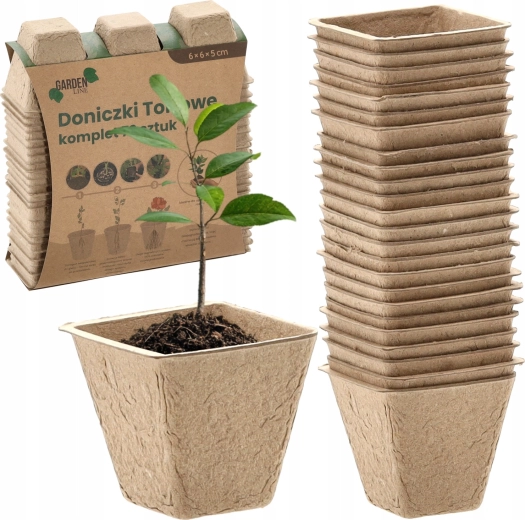 Set van 72 veenpotten 6 × 6 × 5 cm