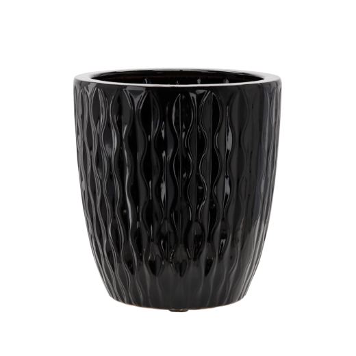 Keramische bloempotcover 32 × 32 × 35,5 cm zwart hoogglans
