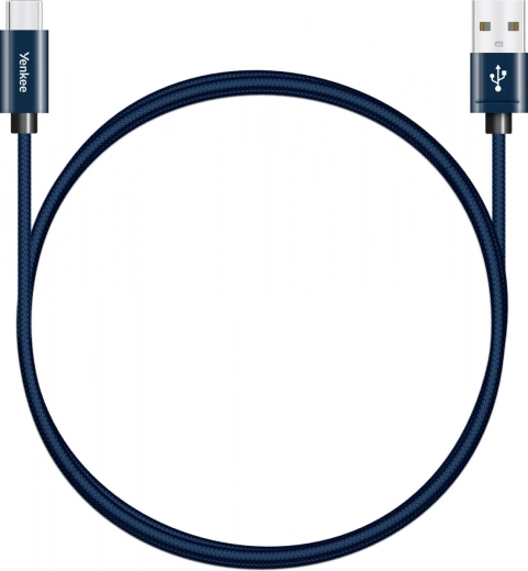 Textiel USB-A 2.0 / USB‑C kabel 2 m – snel opladen 3 A en dataoverdracht 480 Mb/s