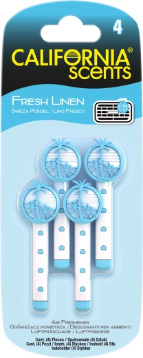 Geurstokjes voor ventilatieroosters Fresh Linen – California Scents