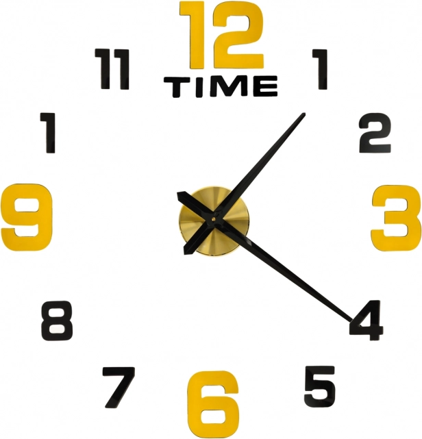 Zelfklevende wandklok DIY 100–120 cm, zwart‑goud, 12 cijfers