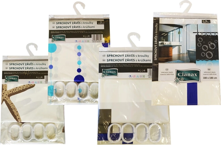 Douchegordijn PEVA 180 × 180 cm met 12 haken, mix van decoraties