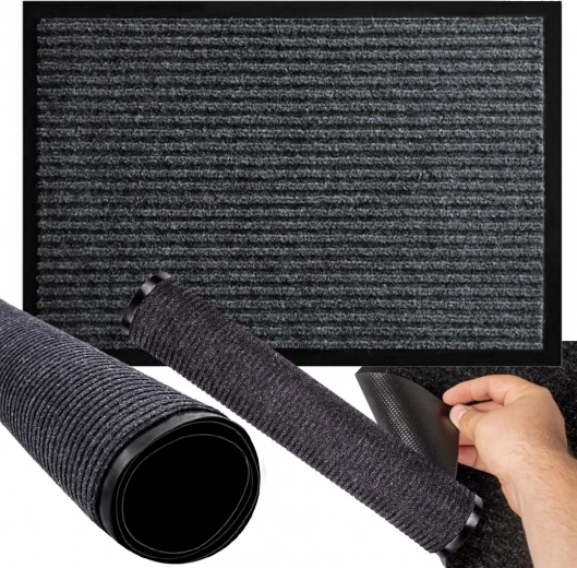 Rubberen deurmat 60 × 90 cm – grijs, antislip