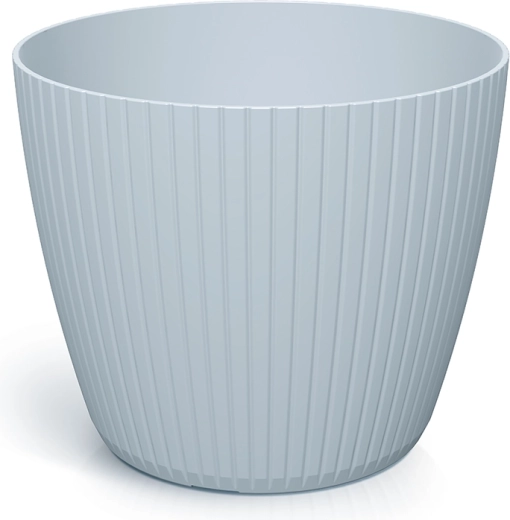 Bloempot Lamia 34 cm lichtgrijs – moderne kunststof hoes met geribd oppervlak