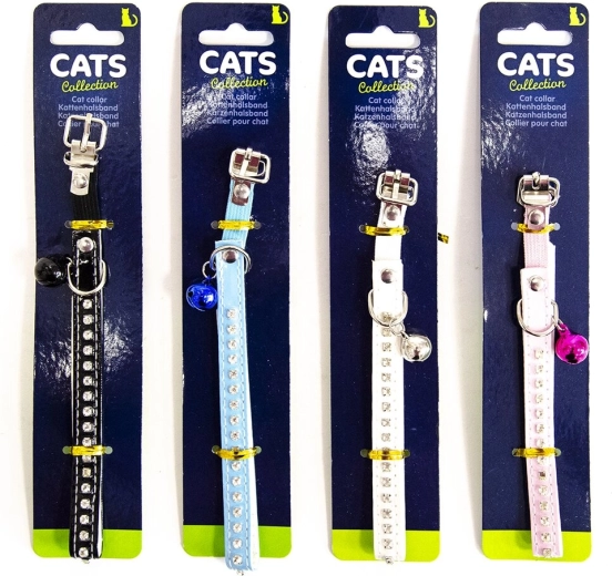 Kattenhalsband met belletje 24 cm (mix kleuren)