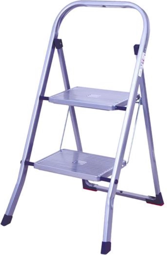 Inklapbare stalen opstap met 2 treden, draagvermogen 150 kg