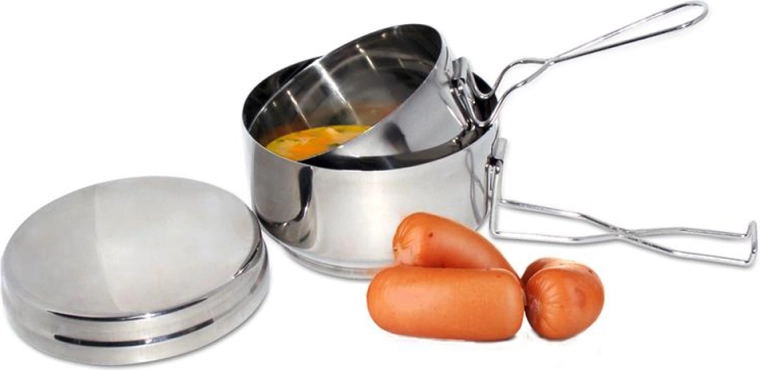Ešus TORO – roestvrijstalen set van 2 kommen met deksel, 0,45/0,9/1,9 l, diameter 12,9 en 15 cm