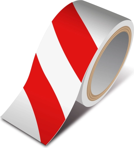 Rood-wit zelfklevend waarschuwingslint 50 mm × 33 m