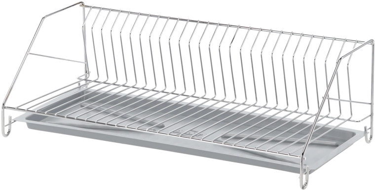 Enkelvoudig afdruiprek voor vaat van 50 cm, verchroomd metaal met siliconen lekbak