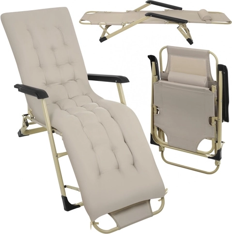 Opvouwbaar tuinligbed TRIZAND met kussen, beige