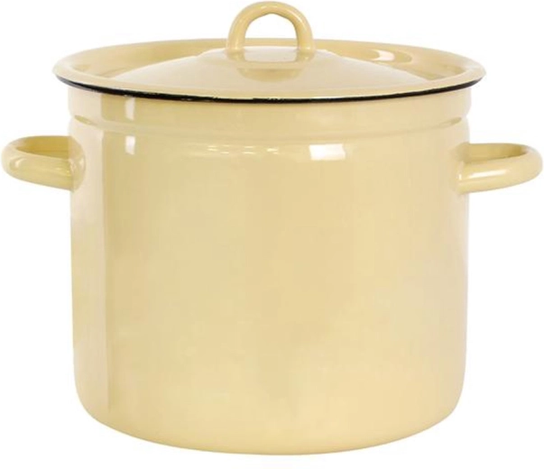 Geglazuurde braadpan met deksel 7 l, beige met groentedecor
