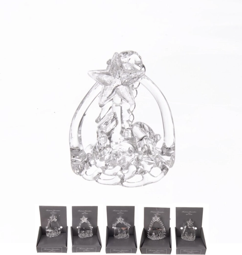 Glazen kerststal transparant 6 cm (assortiment)