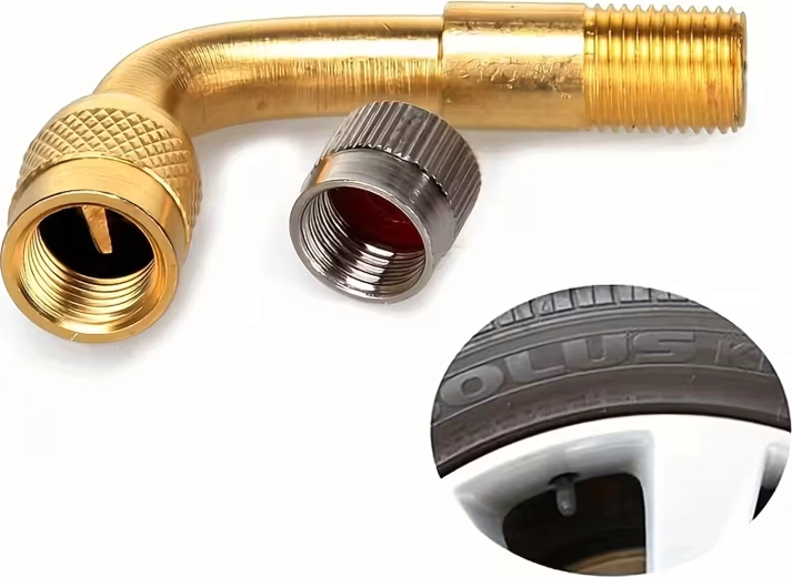 Metalen haakse ventielverlenger 90° – set van 100 stuks