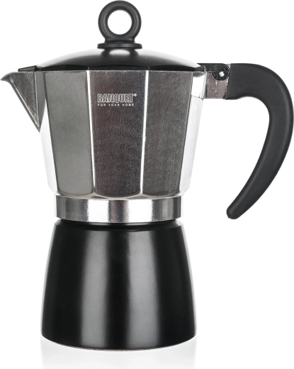 Kávovar NOIRA 3 kopjes – aluminium moka pot, zwart