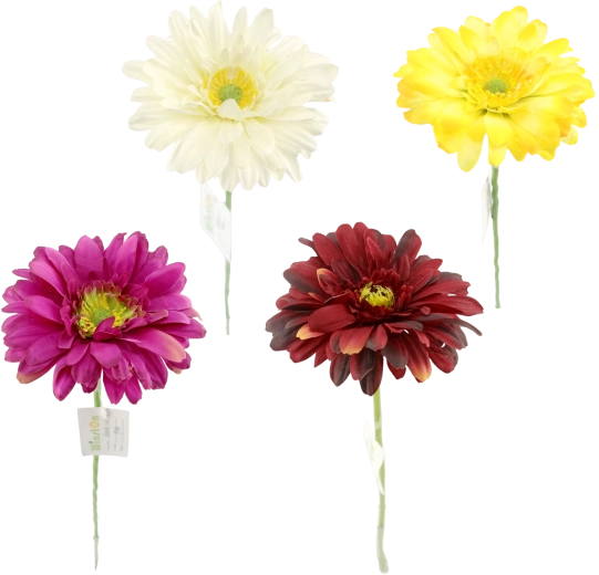 Kunstgerbera op steel 56 cm, mix kleuren, 60 stuks