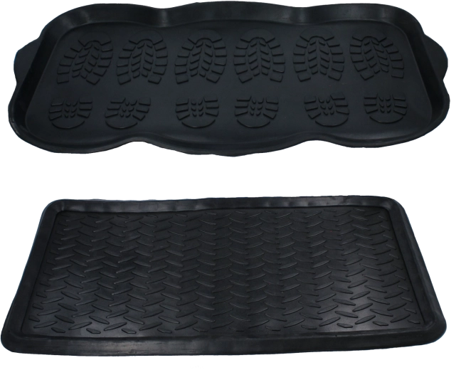 Rubberen rechthoekige mat met afdruiprand 70 × 40 cm zwart