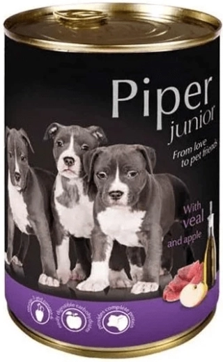 Piper Junior natvoer voor puppy’s – kalfsvlees en appel 400 g