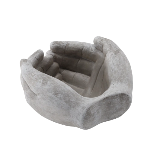 Cementen bloempot in de vorm van handen, grijs, 20 × 20 × 11,5 cm