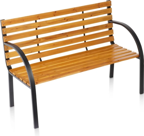 Vilde tuinbank van hout met metalen constructie 122 × 51 × 83,5 cm