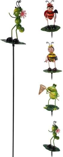 Tuinprikker diertje op blad 56 cm, metaal, mix soorten