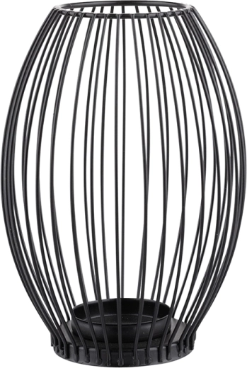 Zwarte metalen lantaarn met roedeverdeling 23 cm