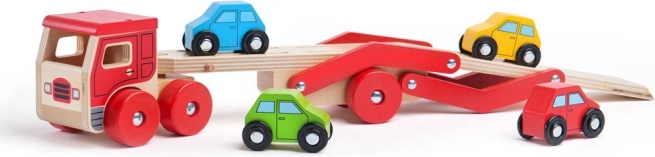 Houten vrachtwagen met auto’s van Bigjigs Toys