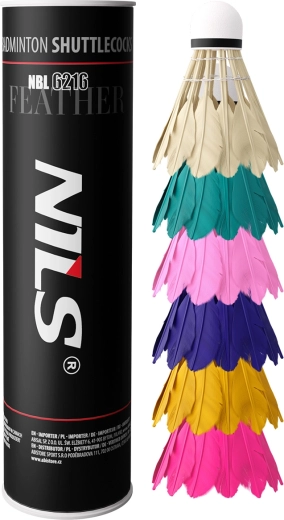 NILS badminton shuttles met eendenveren multicolor 6 stuks