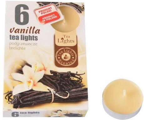 Geurtheelichten met de geur van vanille en sinaasappel, 6 stuks