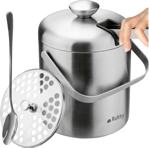 Roestvrijstalen ijsbucket Ruhhy met deksel, zeef, tang en barlepel