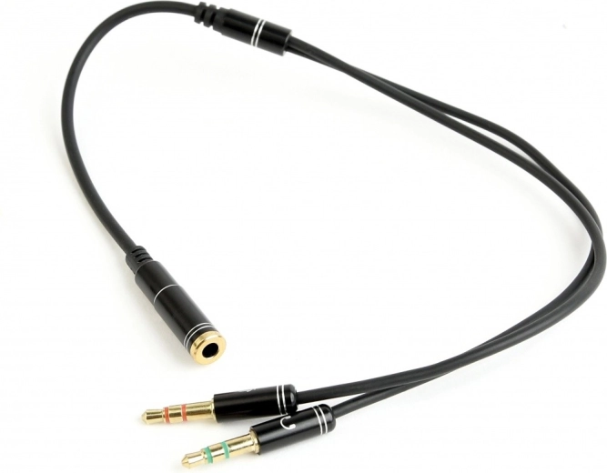 Audio-adapter 4‑pins naar 2× 3,5 mm minijack, 0,2 m