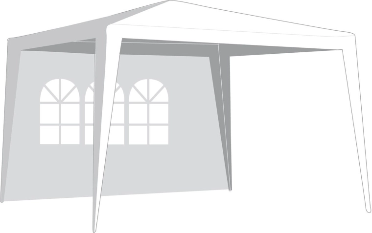 Zijwand voor prieel 3 × 3 m met raam, wit, 295 × 190 cm