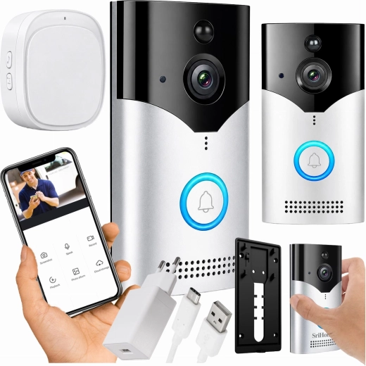Slimme draadloze videodeurbel met camera en Wi‑Fi (PIR) - 1 stuk
