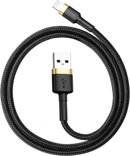 Baseus Cafule kabel USB–Lightning 1 m, 2,4 A, zwart‑goud gevlochten
