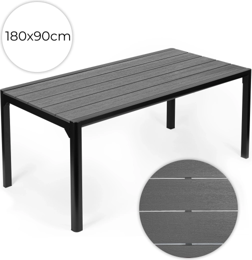 Multigarden tuintafel 180 × 90 cm met blad in grijze houtlook