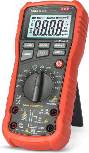 MAXWELL digitale multimeter met automatisch bereik en temperatuurmeting