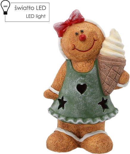 Kerstfiguur peperkoekmannetje met LED 14 × 10 × 23 cm
