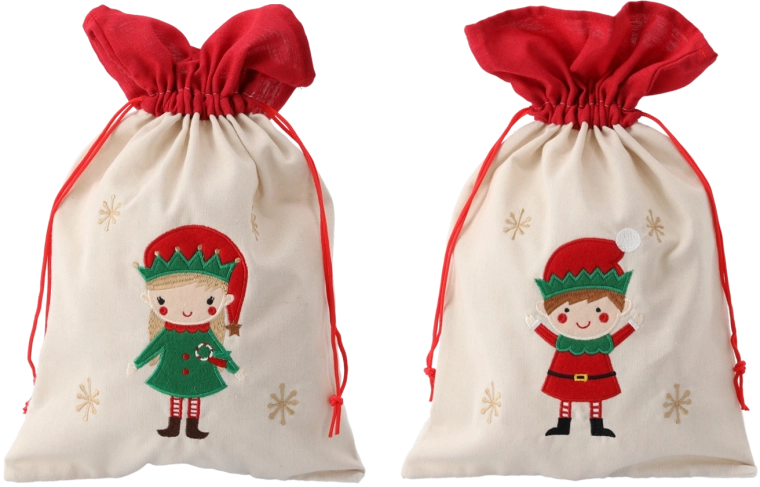 Cadeauzak beige 25 × 40 cm met elfenmotief