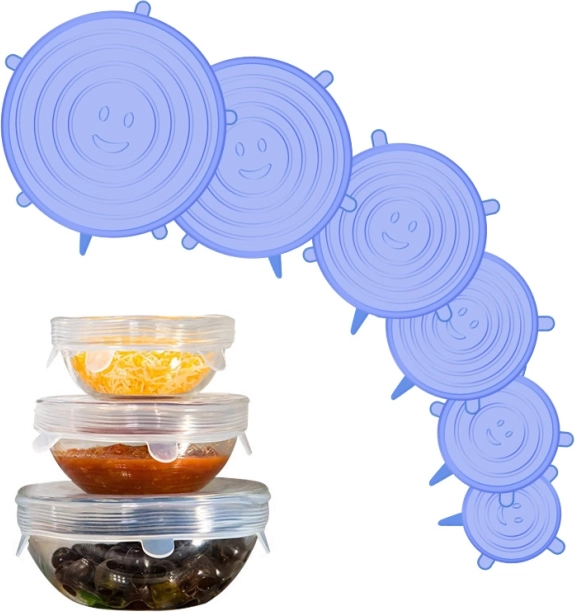 Siliconen rekbare deksels voor voedsel – set van 6 stuks – Set