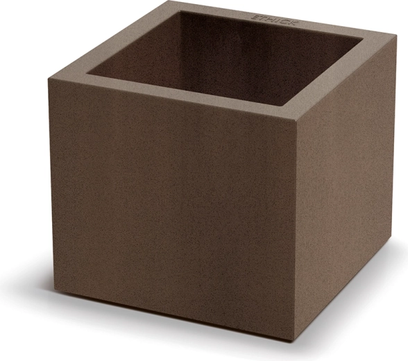 Bloempot Cubla Square Slim 29 cm – roestbruin kunststof blok voor binnen en buiten