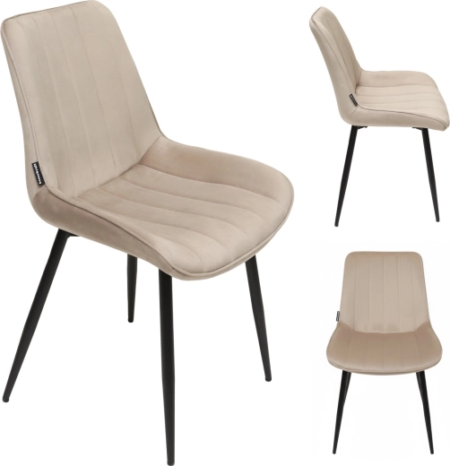 Gestoffeerde eetkamerstoel van velours in loftstijl beige - 1 stuk