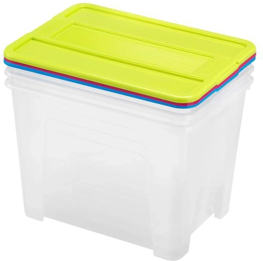 Set opbergboxen met deksel 21 l – 3 stuks