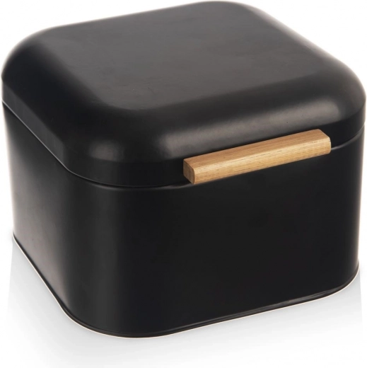 Metalen broodtrommel zwart 21,5 × 20 × 14,5 cm