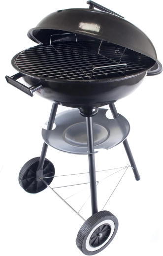 Ronde houtskoolbarbecue 40 cm met deksel, zwart