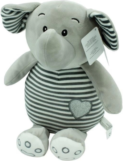 Gestreepte mascotte Hugs - olifant 26 cm