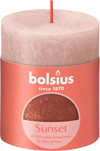 Rustieke kaars 80 × 68 mm roze/amber