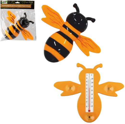 Buitenthermometer in de vorm van een bij met zuignappen 23 × 19,5 cm