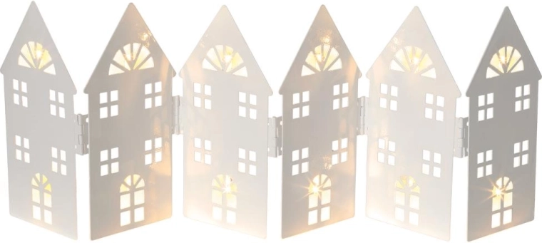 Opvouwbare metalen kersthuisjes met 12 LED's Retlux
