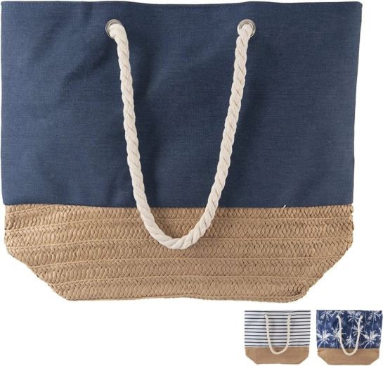 Strandtas van katoen en jute 47 × 16 cm (mix)
