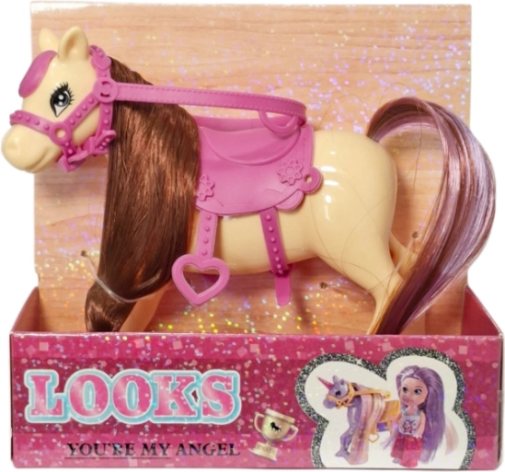 Paardje om te kammen met accessoires