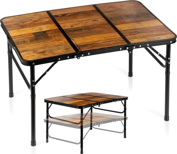 Opvouwbare campingtafel Vilde 2-in-1 met verstelbare hoogte 90 × 60 cm